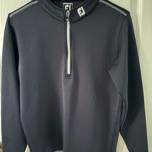 Foot Joy Boys Navy Blue Half-Zip white Contrast Stitch Pullover